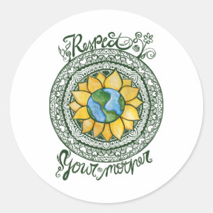 Respect Your Mother Earth Day Mandala Classic Round Sticker