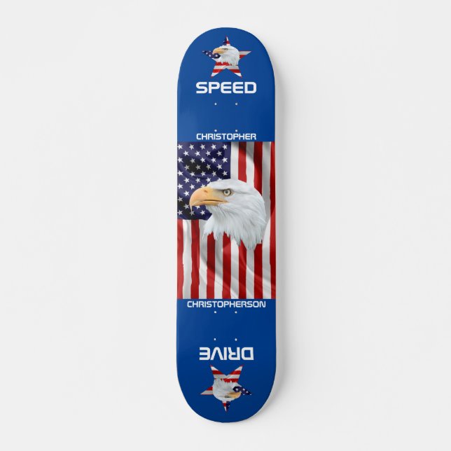 Respectable Eagle, The American Flag, Patriotic Skateboard (Front)