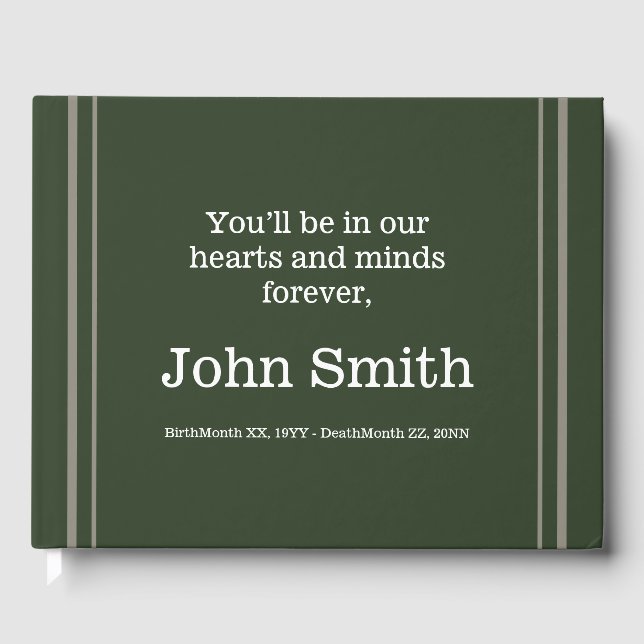 Respectable, Personalised Sympathies Guestbook (Front)