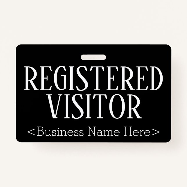 Respectable "REGISTERED VISITOR" Badge ID Badge (Front)