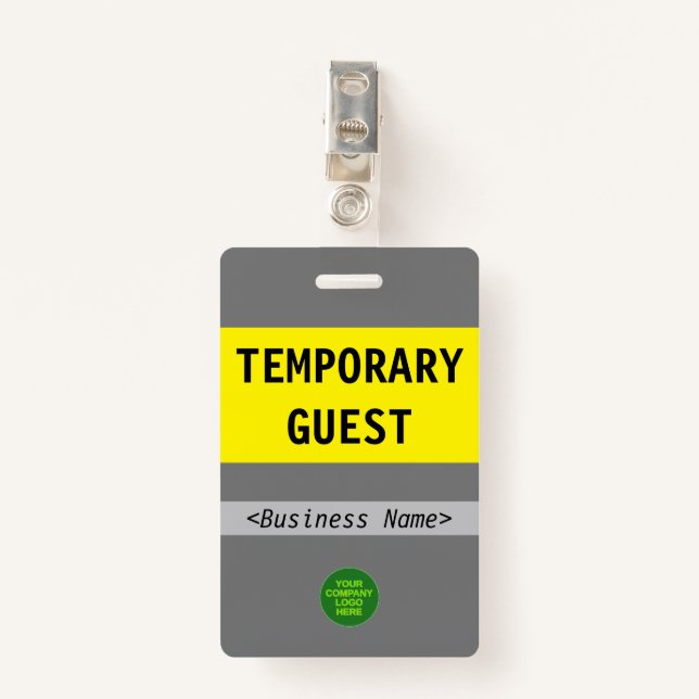 Respectable "TEMPORARY GUEST" Badge ID Badge (Front with Clip)