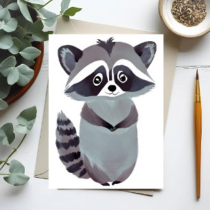Respectful Raccoon   Cute Animal Watercolor Postcard