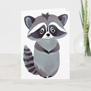 Respectful Racoon   Cute Animal Watercolor Card