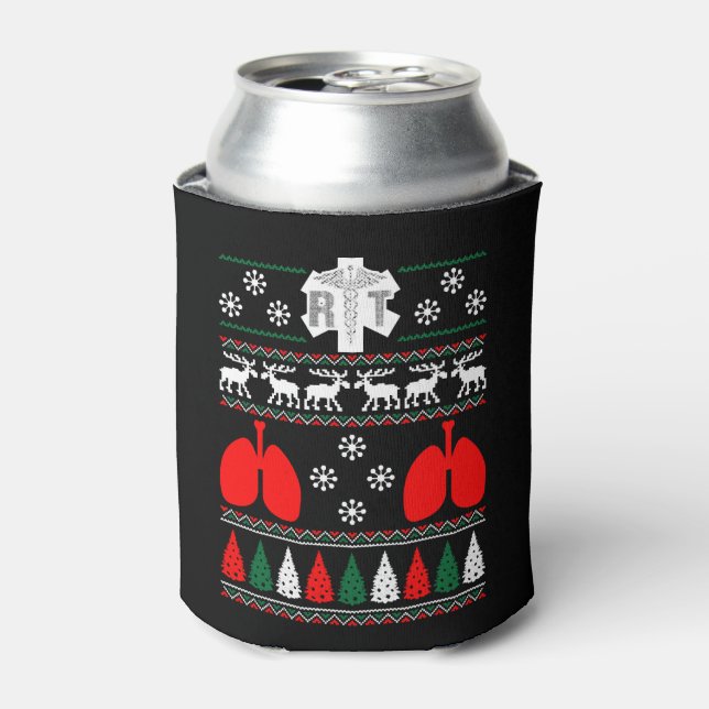 Respiratory RT Ugly Christmas Sweater Xmas Can Cooler (Can Front)