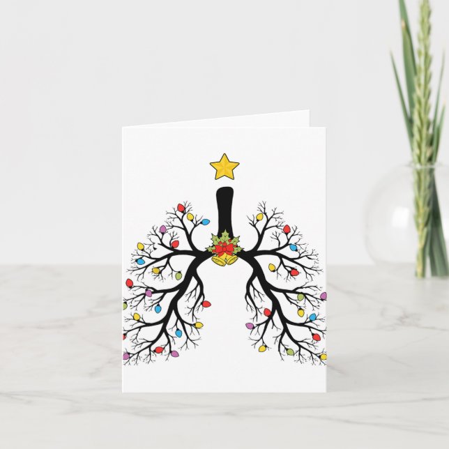 Respiratory Therapist Christmas Tree Lights Pulmon Card (Front)