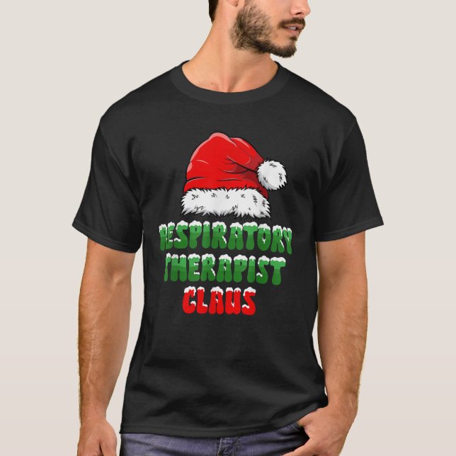 Respiratory Therapist Claus Santa Hat Lung Therapy T-Shirt (Front)