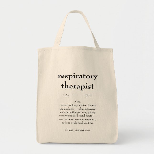 Respiratory Therapist Definition Thank You Gift Tote Bag (Front)