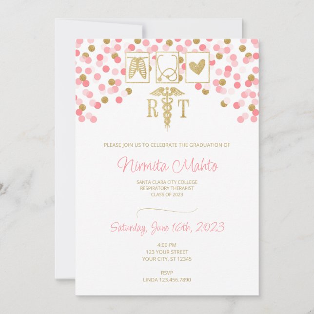 Respiratory therapist graduation invitation  (Front)