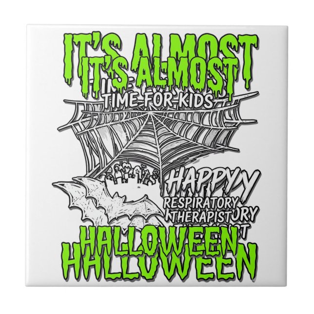 Respiratory Therapist Halloween Spider Web Design_ Ceramic Tile (Front)