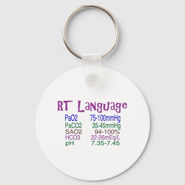 Respiratory Therapist "language" Blood Gasses Key Ring (Front)