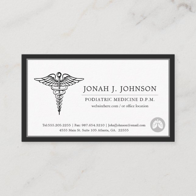 Respiratory Therapist Minimalist Black Border Business Card (Front)
