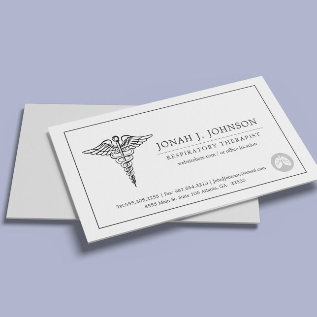 Respiratory Therapist Minimalist Lined Border Business Card (Creator Uploaded)