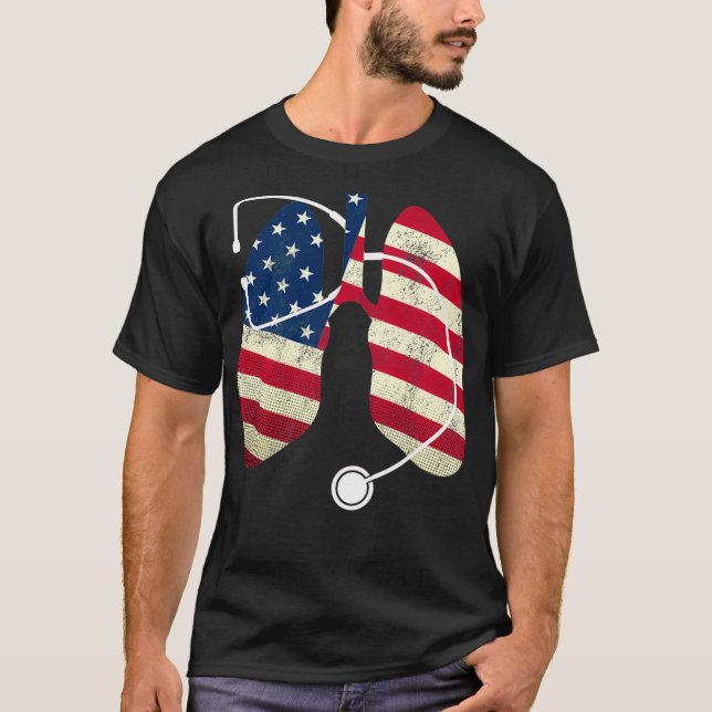 Respiratory Therapist Patriotic American USA Flag  T-Shirt (Front)