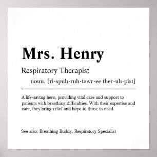 Respiratory Therapist Personalised Gift Poster