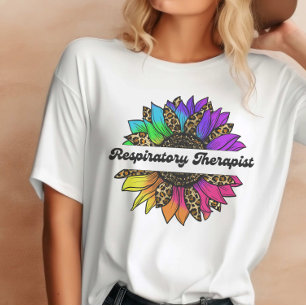 Respiratory Therapist Rainbow Sunflower T-Shirt