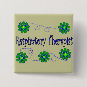 Respiratory Therapist Retro Flowers Design 15 Cm Square Badge