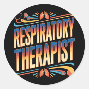 Respiratory Therapist RT Stethoscope Chest Emblem Classic Round Sticker