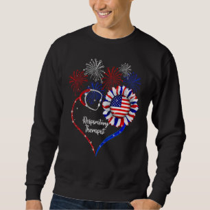 Respiratory Therapist Stethoscope Heart 4th of Jul Sweatshirt