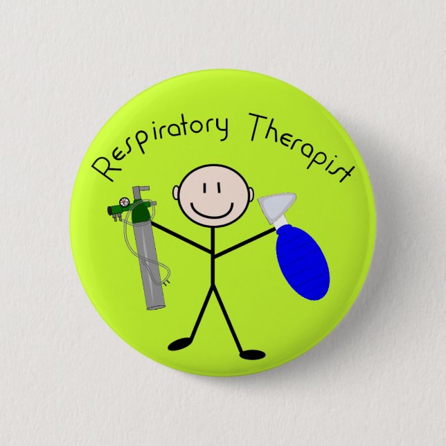 Respiratory Therapist Stick Person 6 Cm Round Badge (Front)