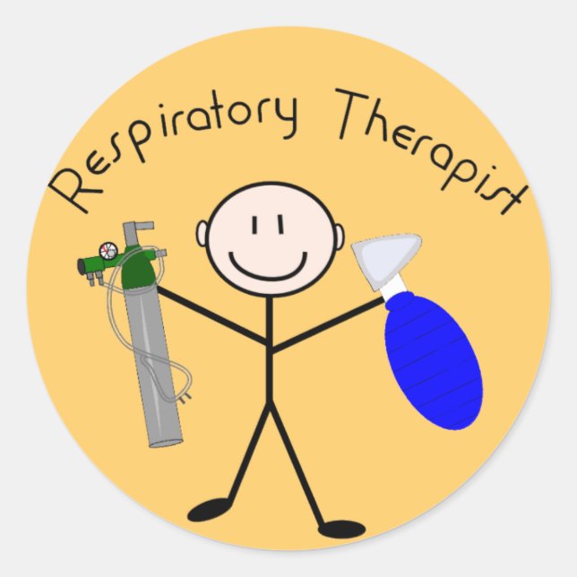 Respiratory Therapist Stick Person Classic Round Sticker (Front)