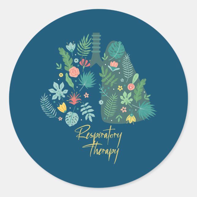 Respiratory Therapy Flower Lung Respiratory Classic Round Sticker (Front)