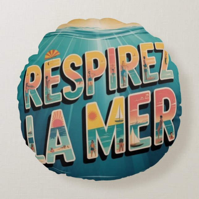Respirer la Mer Round Cushion (Front)