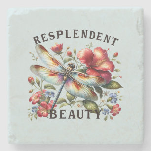Resplendent Beauty - Artistic Dragonfly Stone Coaster