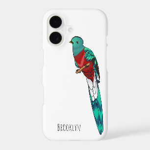 Resplendent quetzal bird cartoon illustration