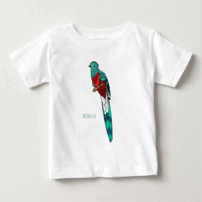 Resplendent quetzal bird cartoon illustration baby T-Shirt (Front)