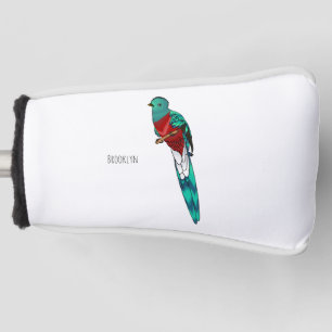 Resplendent quetzal bird cartoon illustration golf head cover