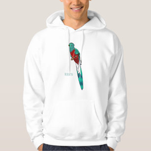 Resplendent quetzal bird cartoon illustration hoodie