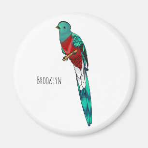 Resplendent quetzal bird cartoon illustration magnet