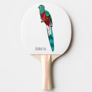 Resplendent quetzal bird cartoon illustration ping pong paddle