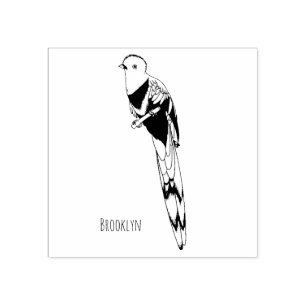 Resplendent quetzal bird cartoon illustration rubber stamp