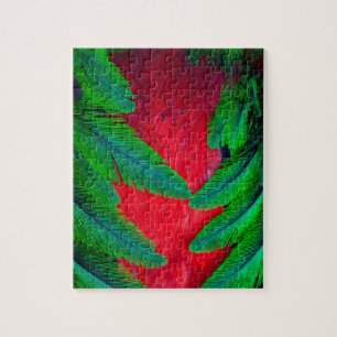 Resplendent Quetzal feather design Jigsaw Puzzle