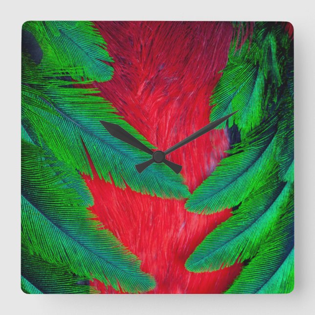 Resplendent Quetzal feather design Square Wall Clock (Front)