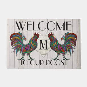 Resplendent Rooster Roost Welcome Door Mat