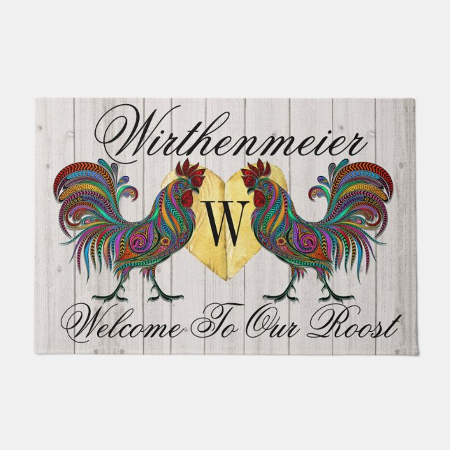 Resplendent Rooster Roost Welcome Door Mat (Front)