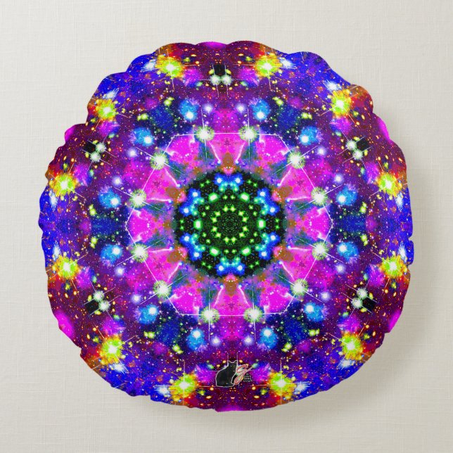 Resplendent Stellar Kaleid Round Pillow (Front)