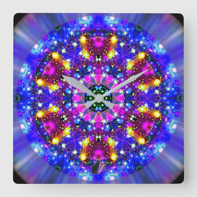 Resplendent Stellar Kaleid Square Wall Clock (Front)