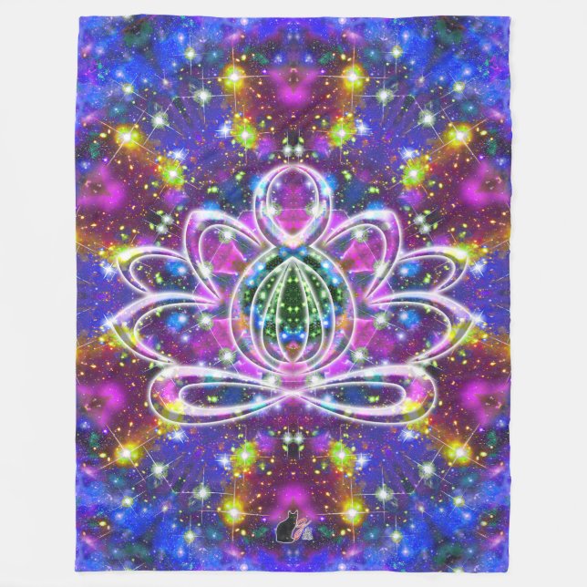 Resplendent Zen Lotus Fleece Blanket (Front)