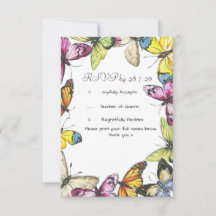Response Card Butterfly Wedding