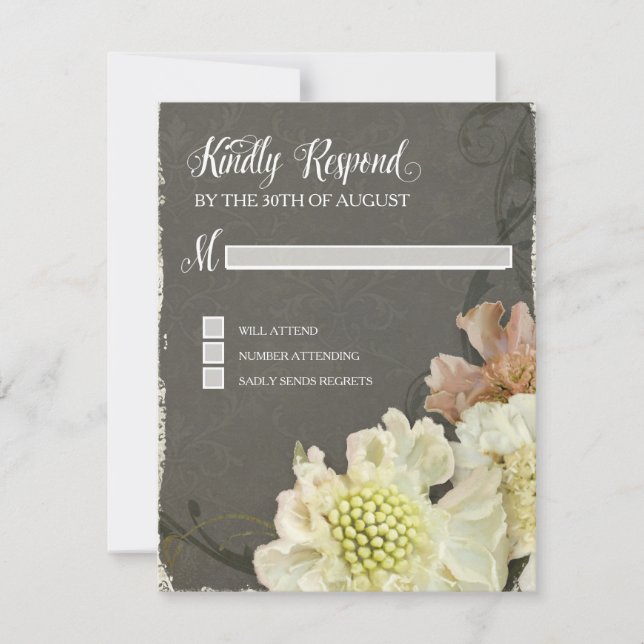 Response Card Wedding Modern Painterly Floral Art (Front)
