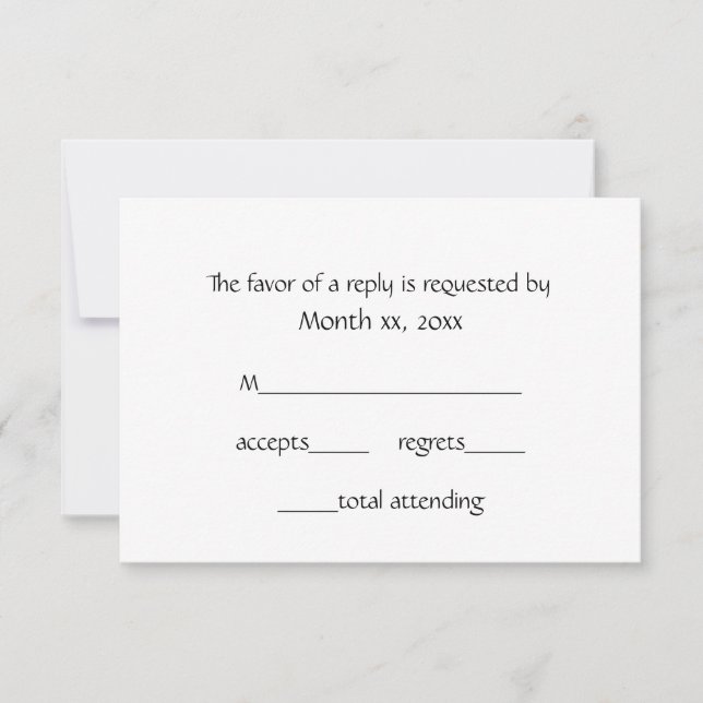 Response Cards Winter White for Weddings (Front)