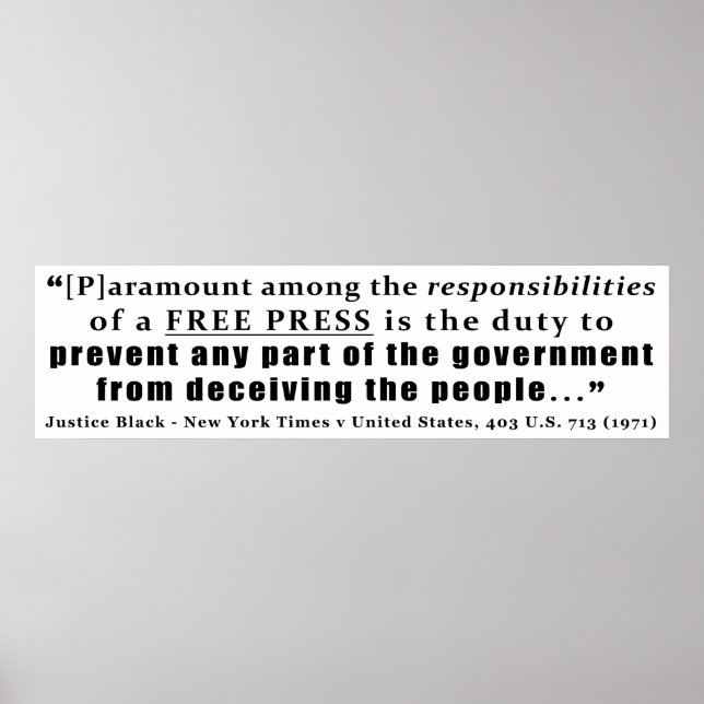 Responsibilities of a Free Press Case Law Poster (Front)
