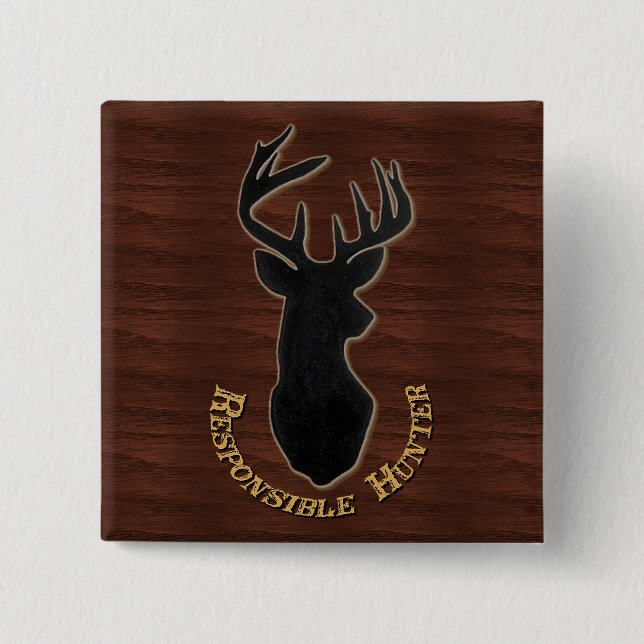 Responsible Hunter Deer Pattern Button (Front)