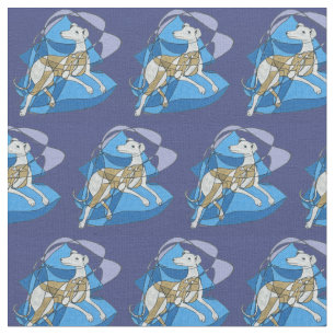 "Rest and Relaxation", Deco Italian Greyhound Blue Fabric