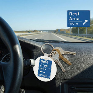 Rest Area 400m Left Road Sign Key Ring