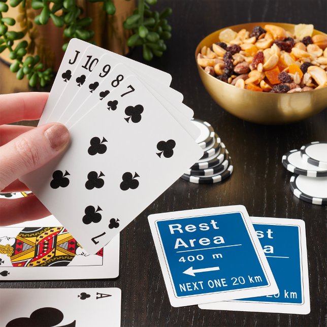 Rest Area 400m Left Road Sign Playing Cards (Creator Uploaded)