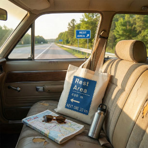 Rest Area 400m Left Road Sign Tote Bag